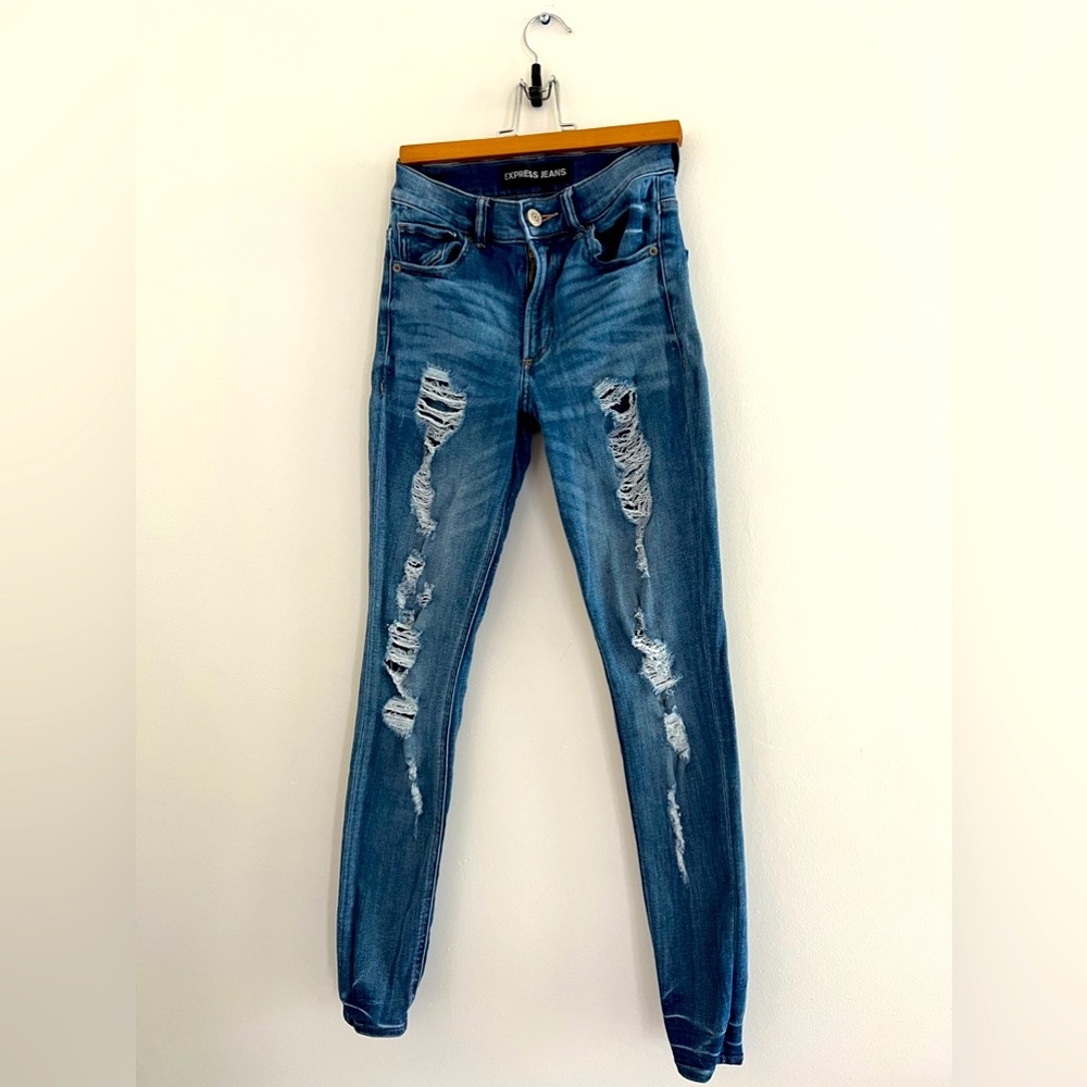 Express High-Rise Legging Distressed Jeans 00 Regular 🚨HOST PICK🚨